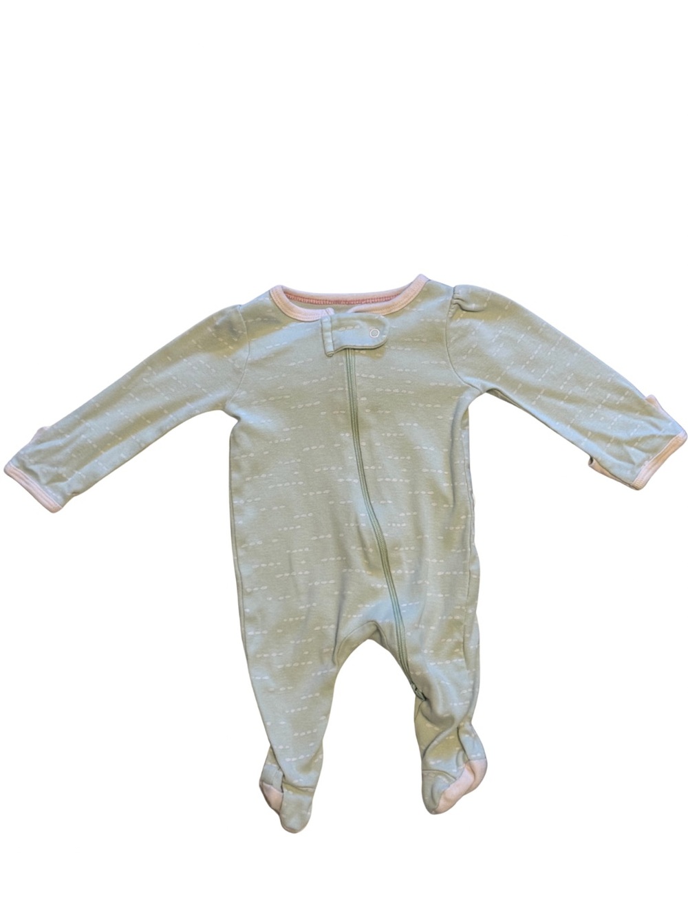 cloud island Light Green Footed Baby One-Piece with Pink Trim
